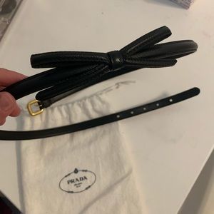 Prada Saffiano Leather Belt with Bow Detail